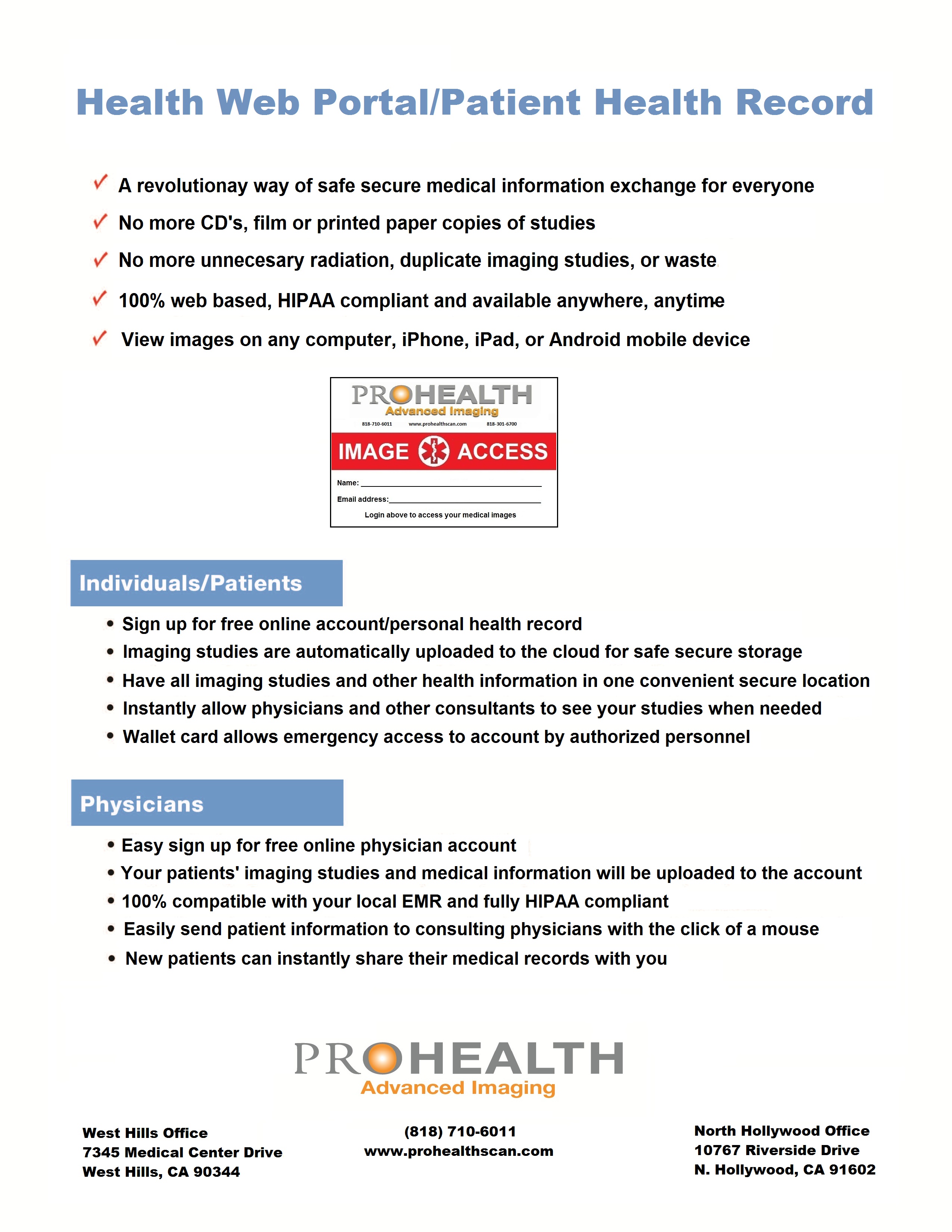 Health Web Portal/Patient Health Record